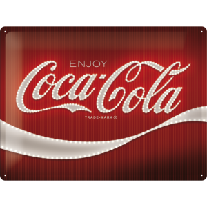 Skilt preget 30x40 Coca-Cola Logo Red Lights