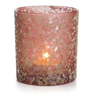Telysholder i glass - rosa
