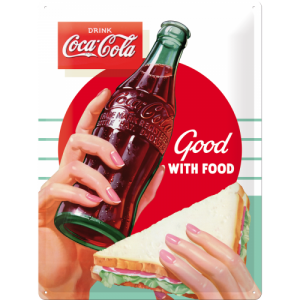 Skilt preget 30x40 Coca-Cola Good With Food