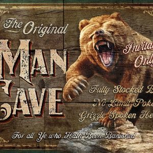 Skilt 30x40 Man Cave bear