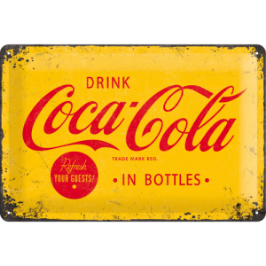 Skilt 20x30 Coca-Cola gul