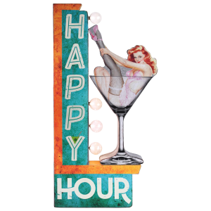Lysskilt Happy Hour m/lyspærer