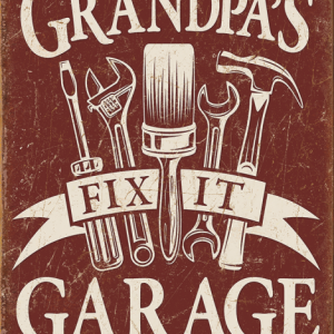 Skilt 30x40 Grandpa's Garage