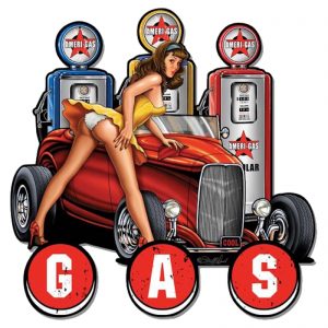 Formede skilt Gas pump pinup hot rod