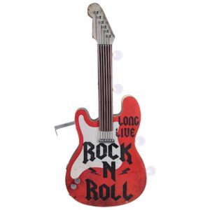 Lysskilt Rockn roll guitar