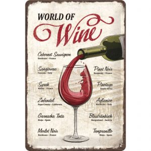 Skilt 20x30 World og wine
