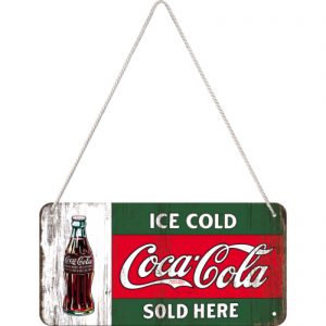 Skilt 10x20 Ice cold Coca-Cola sold here