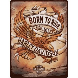 Skilt preget 30x40 Harley-Davidson Born To Ride Eagle