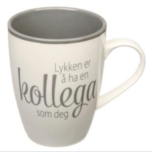 Kopp Lykken...kollega hvit m/grå tekst