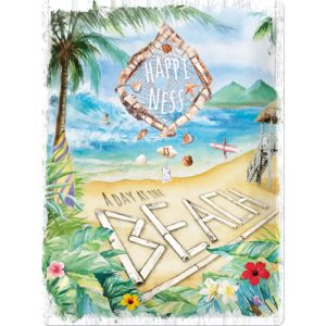Skilt preget 30x40 Happiness is a day at the beach