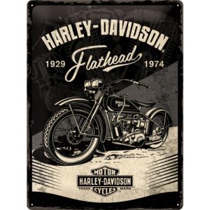 Skilt preget 30x40 Harley-Davidson Flathead Black
