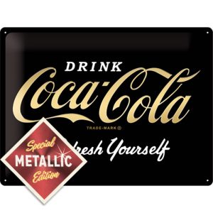 Skilt preget 30x40 Coca-Cola Black Metallic Special Edition