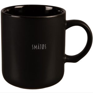 Krus matt sort m/hvitt Småtøs 330ml 8,2x9,3cm 200g