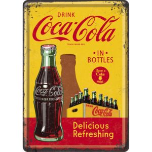 Postkort Coca-Cola In Bottles Yellow