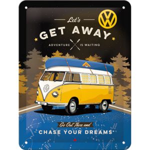 Skilt 15x20 Volkswagen Bulli Let's Get Away Night