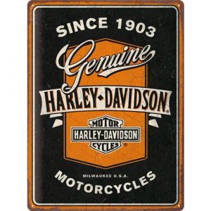 Skilt preget 30x40 Harley Davidson Genuine Motorcycles