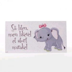 106858 Skilt Mirakel Elefant Rosa