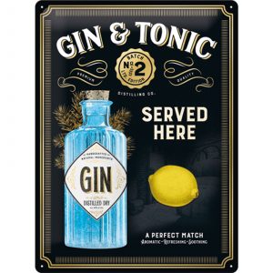 Skilt preget 30x40 Gin & Tonic Served Here